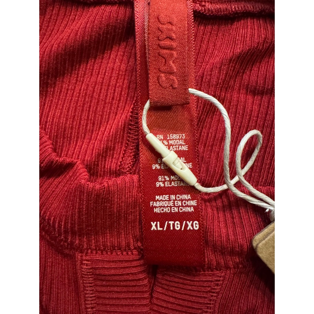 Skims Soft Lounge Button Up Henley Onesie Brick Red Ribbed Romper XL - Picture 4 of 5